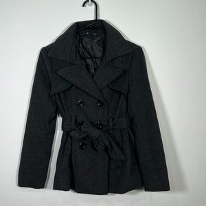 Forever 21 faux wool cinched waist pea coat jacket